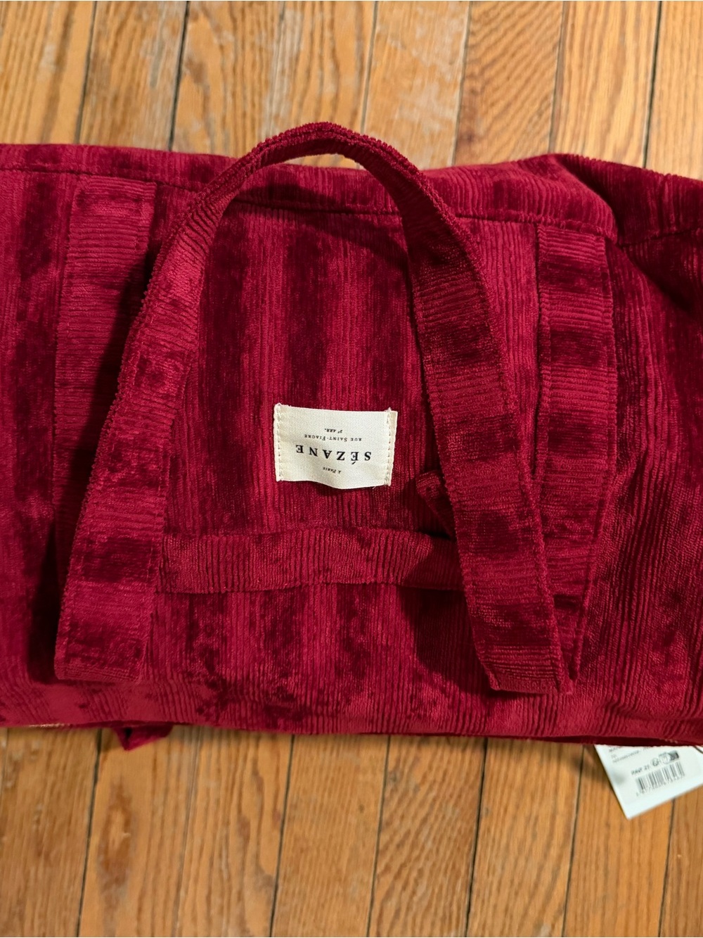 Sezane Red Velvet Women's bowling bag with Gold Hardware - Picture 3 of 6